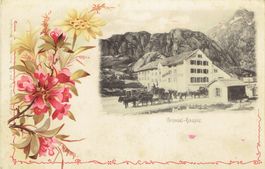 Grimsel Hospiz BE, um 1900, mit Postkutschen