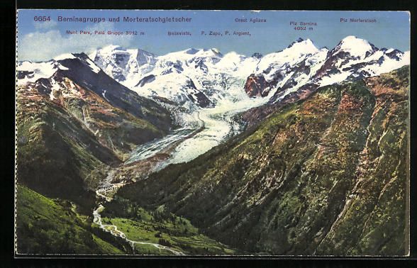 Cartoline postali: Morteratschgletscher, Blick zur Berninag – Usato da Berlin venduto da bartko-reher