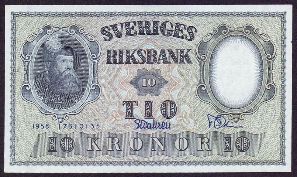 Banconote: 10 Kronor 1958 UNZ – Nuovo (secondo la descrizione) da Flamatt venduto da samowarow 2