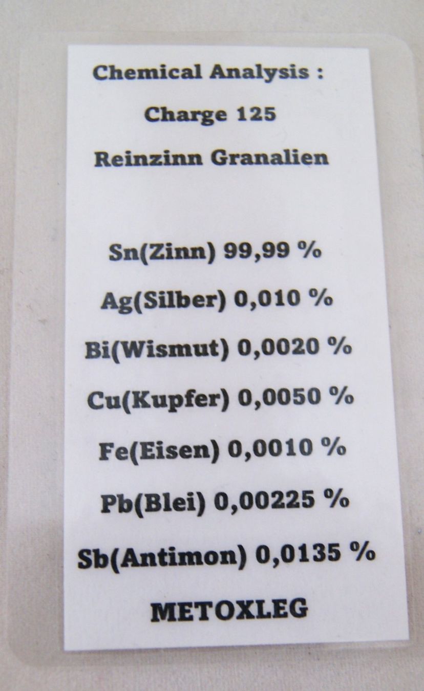 Métaux précieux: REINZINN   100 Gramm – Neuf (Voir description) à Stadel par Wald100 3