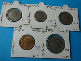 Jordanien 1970-78, 5 alte Münzen