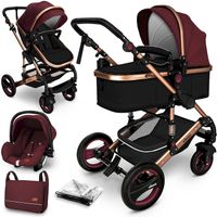KIDUKU Kombi-Kinderwagen BORDEAUX/GOLD