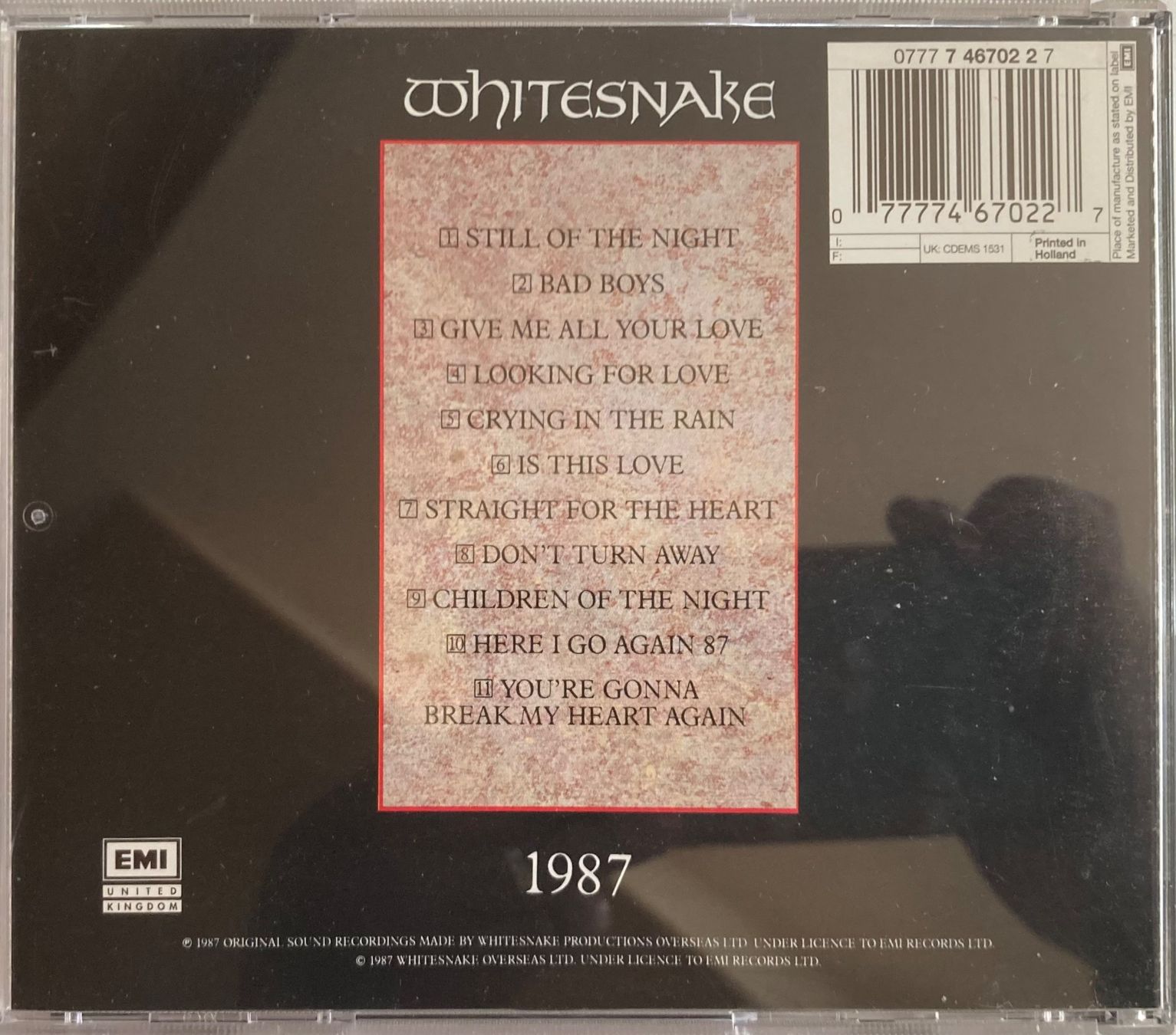 CD: WHITESNAKE - 1987 – Usato da Poliez-Pittet venduto da Newtown-Records 1