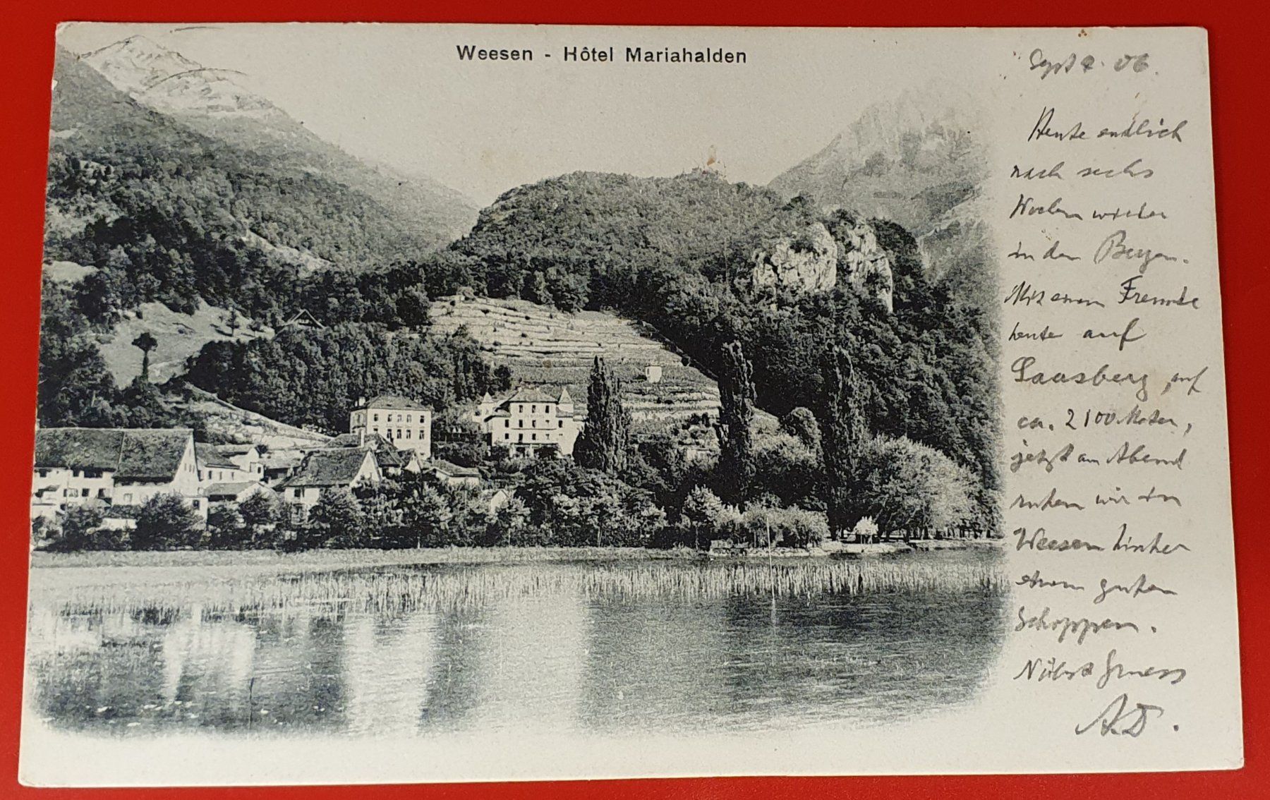 Cartoline postali: Weesen 1906 - Hotel Mariahalden – Usato da Kreuzlingen venduto da Rschweiz1