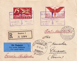 1925, R-Flugbrief mit Nr. F3+F11, GENÈVE-MILANO 3.10.25