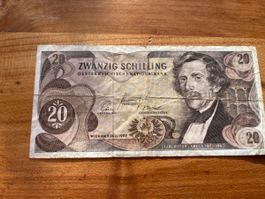 20 Schilling Österreich 1957 alter Geldschein guter Zustand