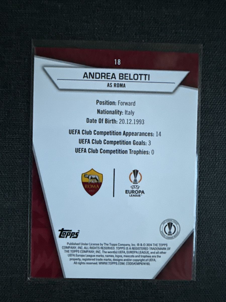 Topps Cartes à collectionner: Topps Andrea Belotti As Roma – Neuf (Voir description) à Burgdorf par Sports_Cards_3400 1