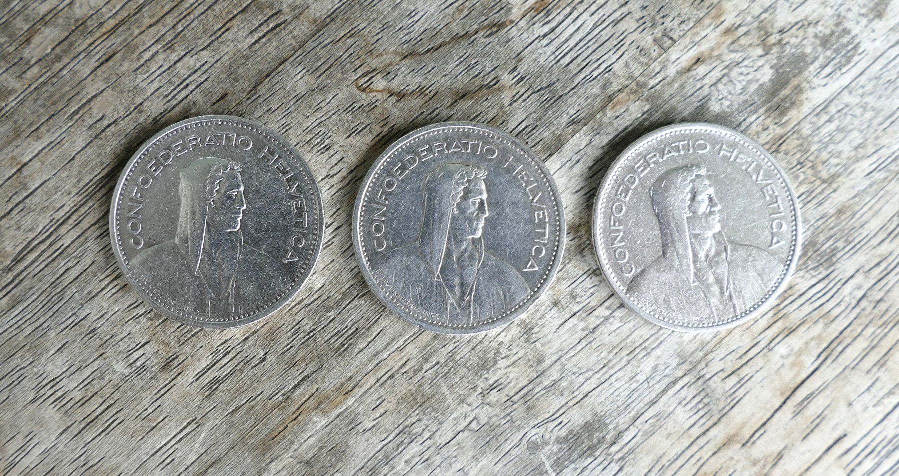 Tutti le monete: 3Stück Schweizer 5Franken SilberJg.1931 – Usato da Rüti ZH venduto da Flunder48 1