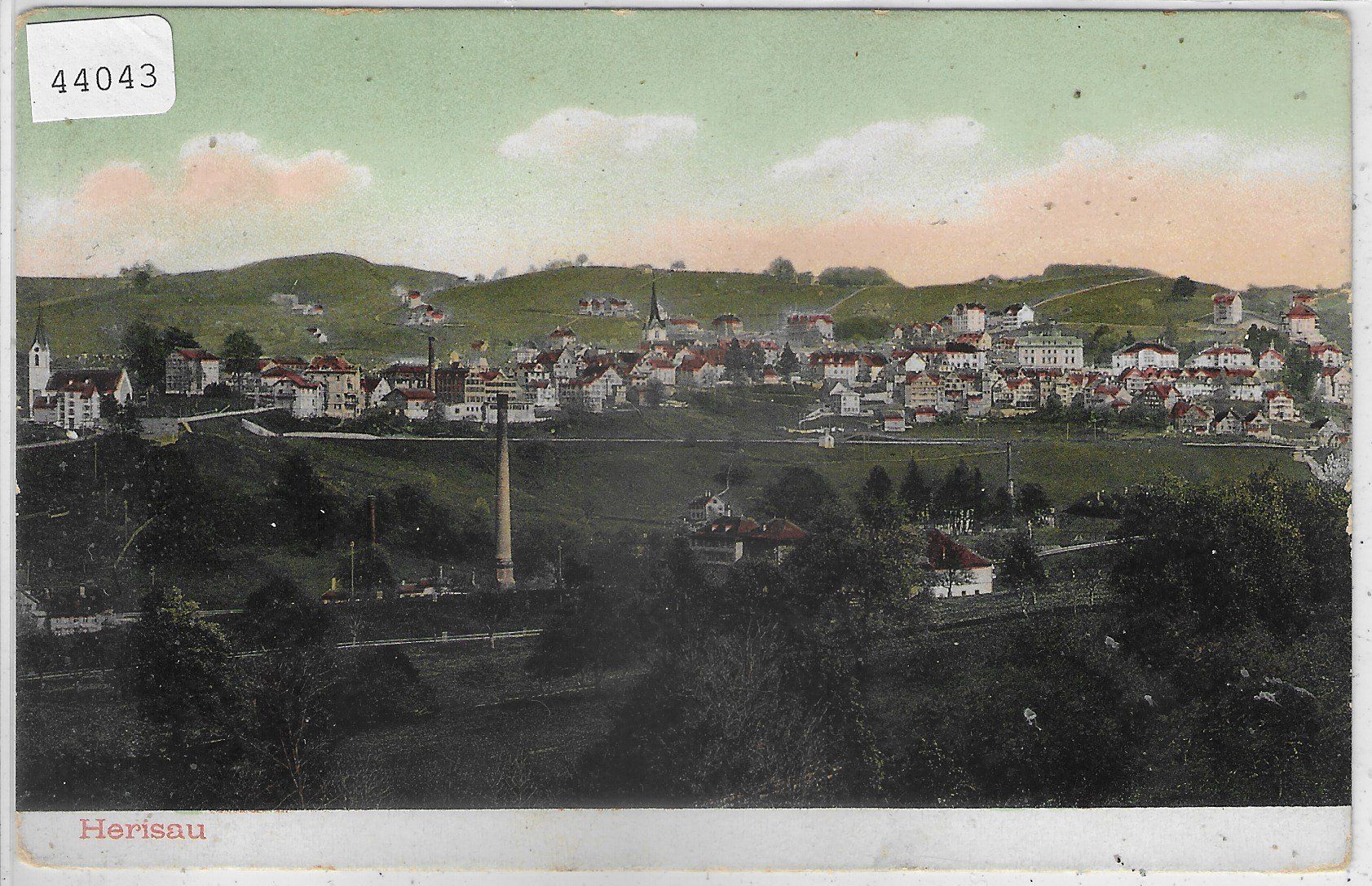 Ansichtskarten: Herisau - Generalansicht -coloriert - Stabstempel – Gebraucht aus Ettingen von Kartenplanet