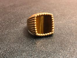 Herrenring mit Tigerauge BUCHERER aus 18 Kt. Gelbgold Au 750