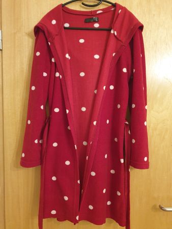 Peignoir avec capuche, S, rouge à pois, polaire