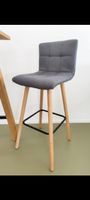 Barhocker 2er Set. grau Stoff Holz, sehr guter Zustand