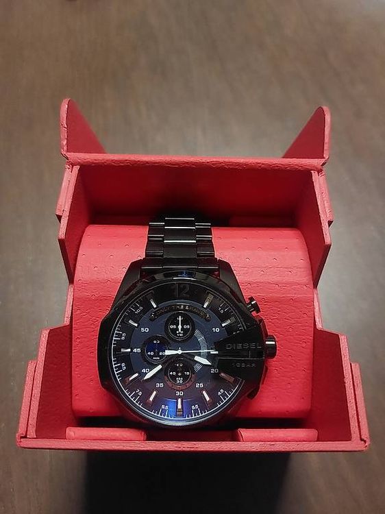 Diesel Herrenuhr Chronograph Edelstahl schwarz gross 4