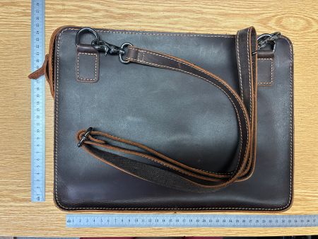 Tasche Leder braun Schultertasche mit Tragegurt 41x24x4cm