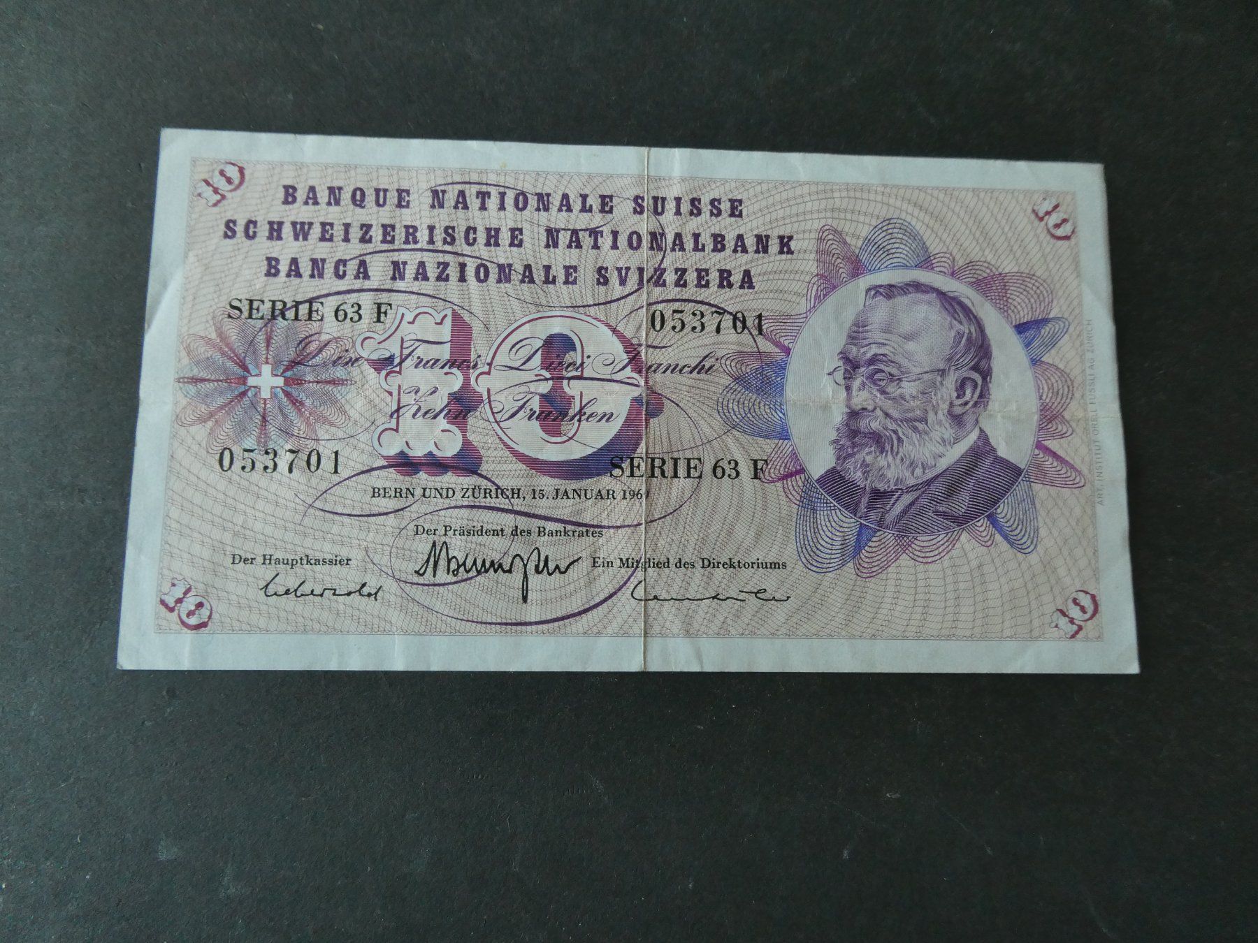 Billets de banque: Schweiz 1967, 10 Franken – D'occasion à Hinterforst par Rohusri