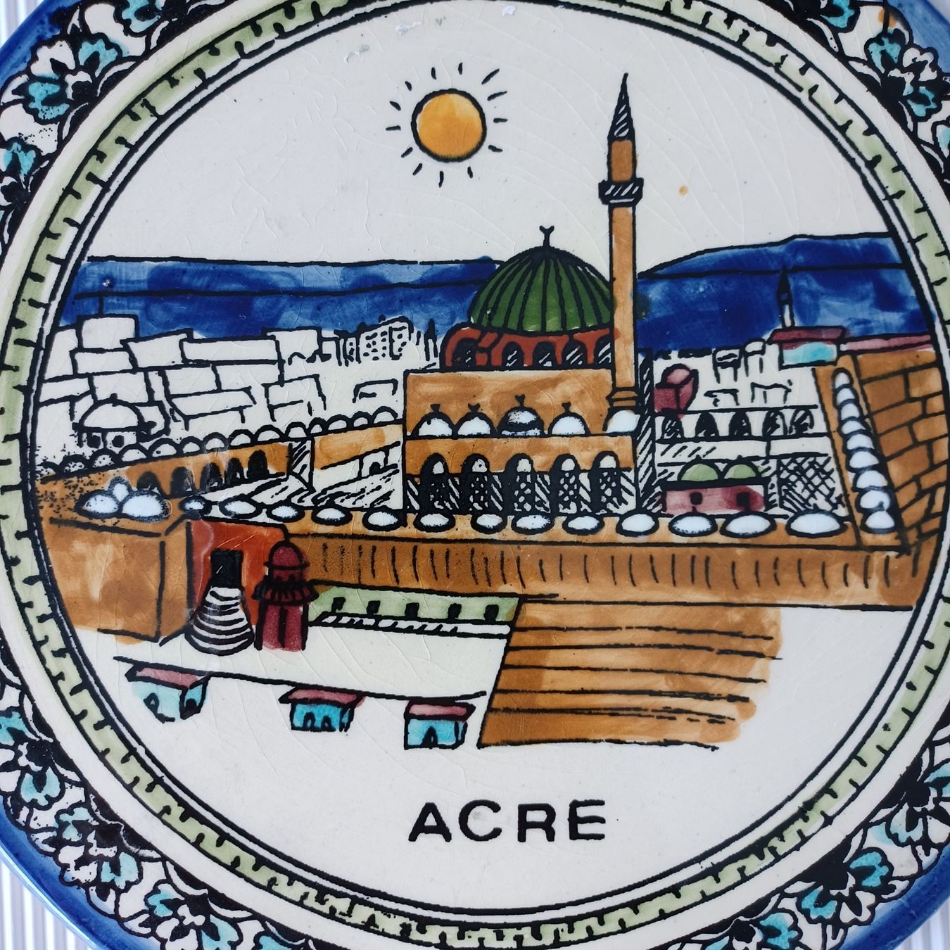 Piatti: TELLER. Moschee-Al-Jassar. Steinzeug-Glasiert-Bemalt. – Nuovo (secondo la descrizione) da Zürich venduto da Bellabo 1