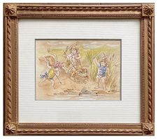Humoristische Kinderdarstellung von Henry Strub