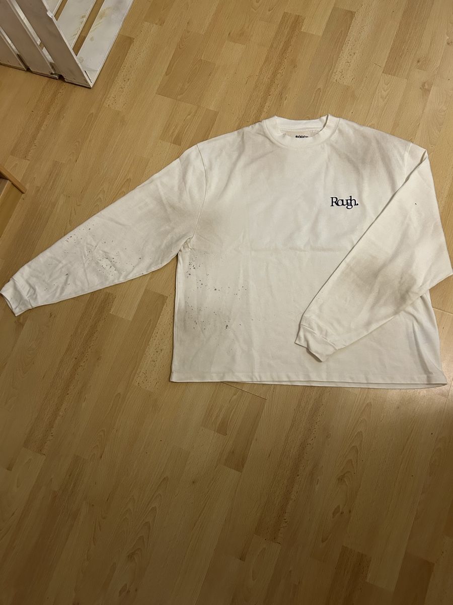Maglioni & Felpe: ROUGH. Langarmshirt Weiss Grösse M Baumwolle mit Print – Nuovo (secondo la descrizione) da Laufen venduto da rai_s8dc 1