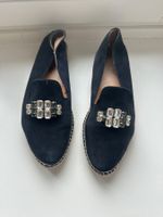 Dunkelblaue Espadrilles mit Glitzerstein