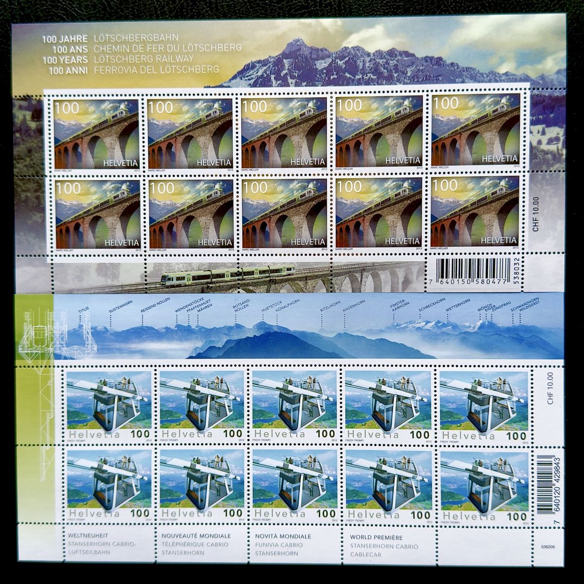 Alle Briefmarken: Frankatur CHF 100.- postfrische Markenbogen – Neu (gemäss Beschreibung) aus Glattbrugg von Artos67 2