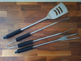 Grillbesteck-Set; Grillzange / Grillgabel / Grillwender