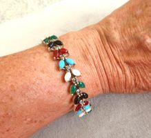 Armband 925 Silber mit Perlmutter, Markasiten und Achaten