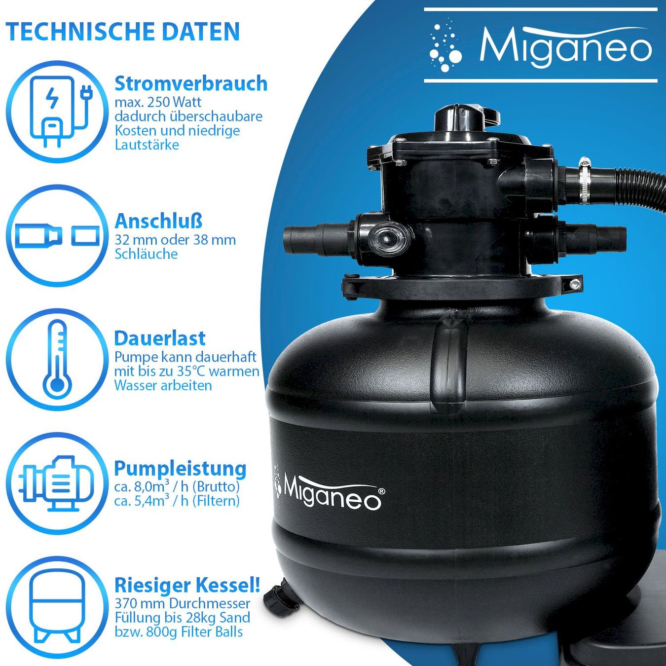 Pompes et pièces: Miganeo Dynamic 8000Pro Sandfilteranlage – Neuf avec emballage d'origine à Bottighofen par zaap 1