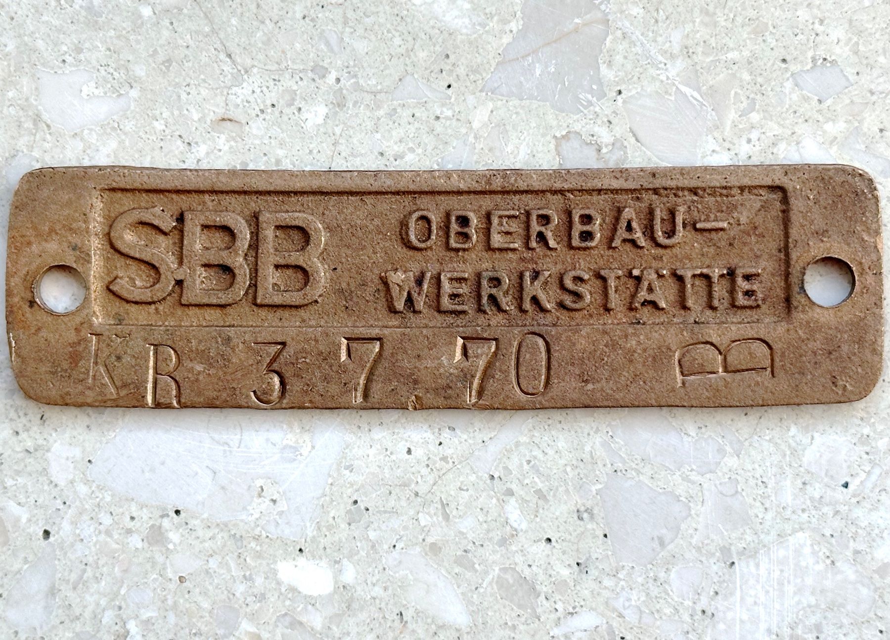 SBB/CFF/FFS Schilder: 3.7.1970 SBB Messing Schild Schweiz – Gebraucht aus Seltisberg von quadartswiss