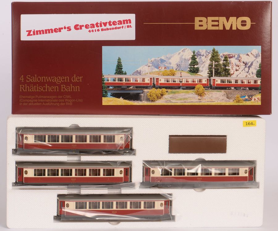 BEMO H0m - Set 4 Wagons-salons RhB - Art. 7272 134 - État Parfait - Occasion