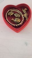 Tiger Schmuck Set, Vintage, Gold und Blau, Top Zustand!