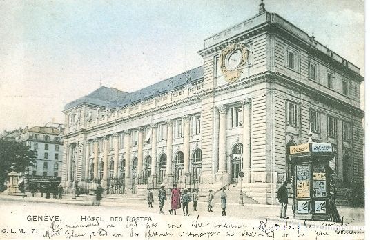 Cartoline postali: Genève - Hôtel de la poste + 1908 – Usato da Emmenbrücke venduto da teestube