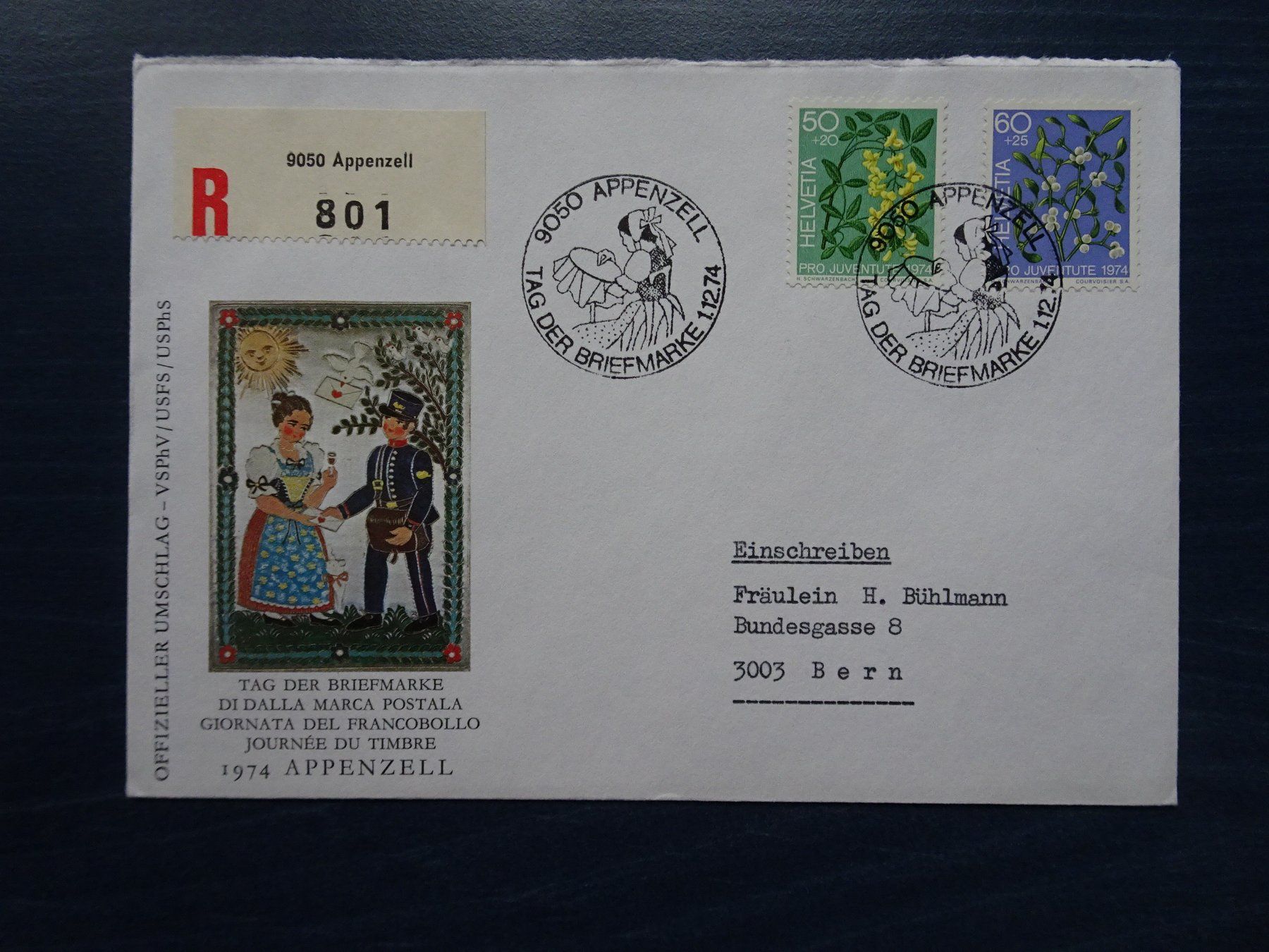 Alle Briefmarken: Tag der Briefmarke 1974 – Gebraucht aus Aadorf von Chnorli-Furz