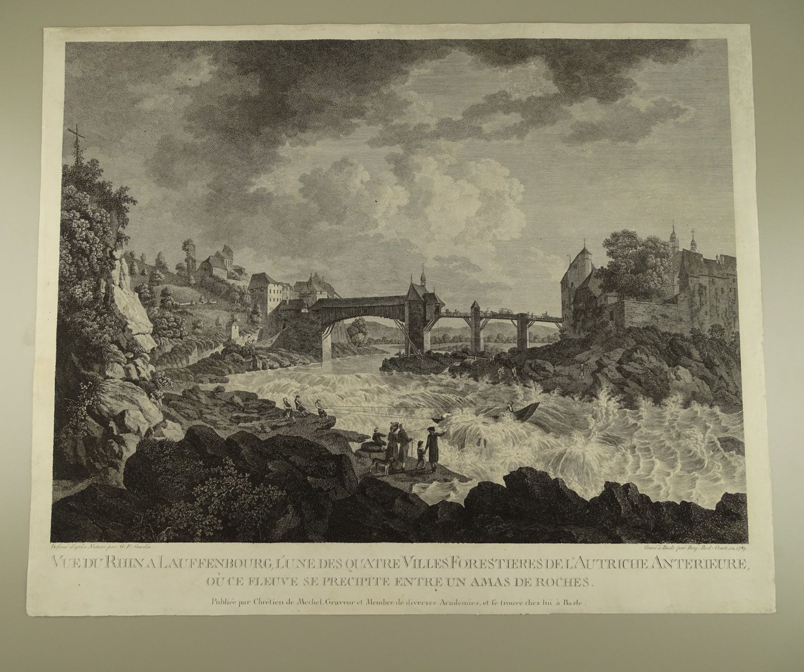 Stiche: LAUFENBURG, GROSSER KUPFERSTICH 1789 – Gebraucht aus Grüningen von Kartensammler