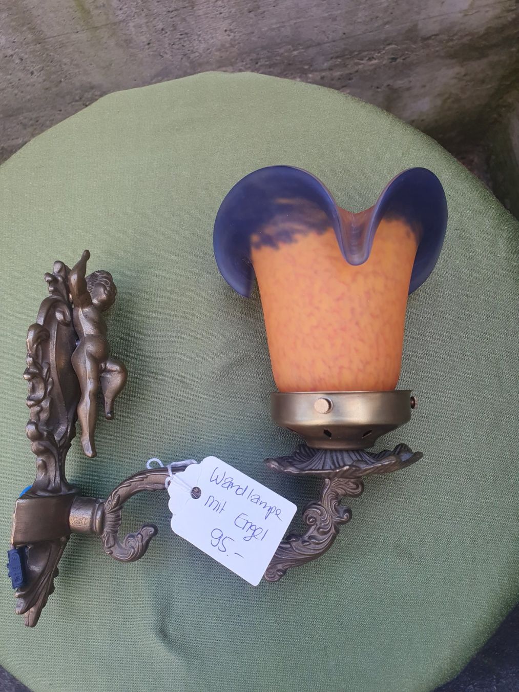 Lampade: Wandlampe Engel Putte Jugendstil Messing Glas Vint... – Usato da Reinach venduto da 3Guggerli