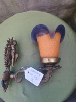 Wandlampe Engel Putte Jugendstil Messing Glas Vint...