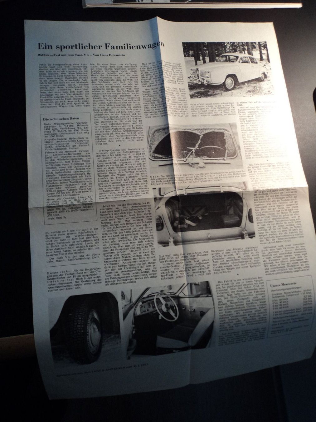 Saab Documenti: Prospekt Test Saab V4 1967 Tagesanzeiger – Usato da Schwarzenburg venduto da modelCARama 4