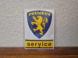 Emailschild Peugeot Service Logo Werkstatt Emaille Schild