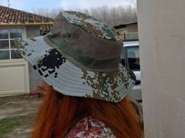 Leichter Safari Dschungelhut (Rip Stop) mit Kinnband, grün