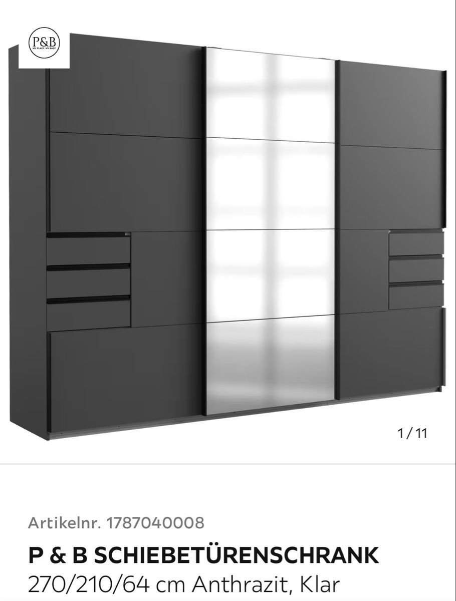 Armadi: Schiebetürenschrank Graphitfarbe – Usato da Bäretswil venduto da Panter61 1