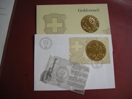 2013, 2 VARIANTEN GOLDVRENELI, BRIEF + FOLDER