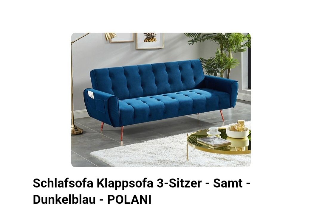 Sofas: Schlafsofa Klappsofa 3-Sitzer Samt Dunkelblau POLANI – D'occasion à Tägerwilen par Paulinha06