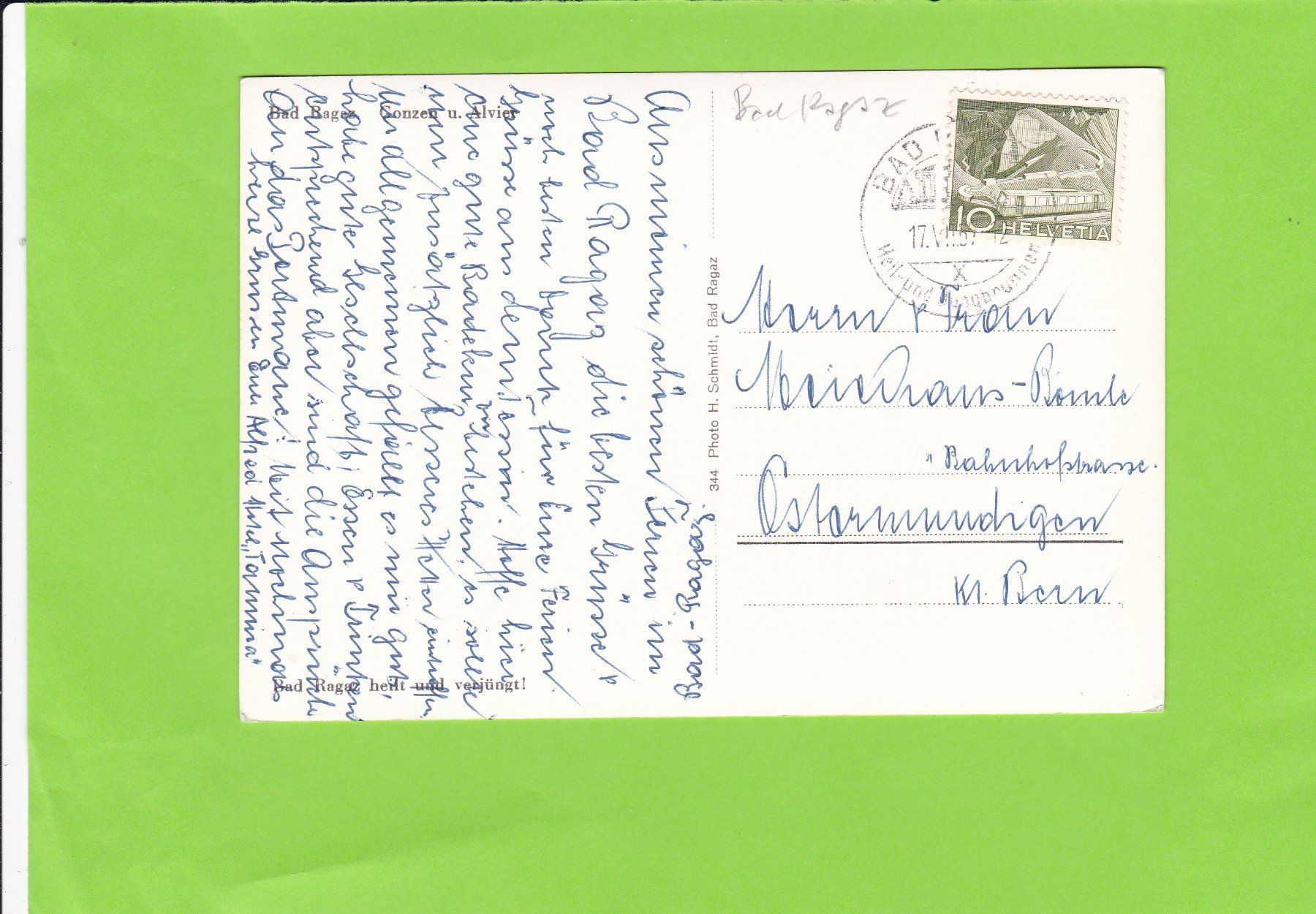Cartoline postali: Bad Ragaz-Gonzen-Alvier – Usato da St. Peterzell venduto da neckertal 1