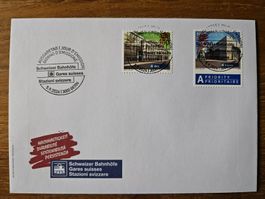 FDC Schweizer Bahnhöfe mit Überdruck neuer Taxwert 2024
