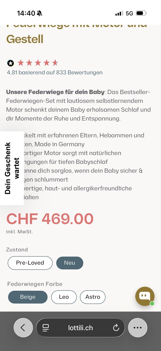 Sdraiette & Sdraiette a dondolo: Lottili Federwiege mit Gestell und Motor – Usato da Pieterlen venduto da SAR96 7