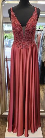 Abendkleid, Gr. 36, NEU Satin, Spitze, Rostrot