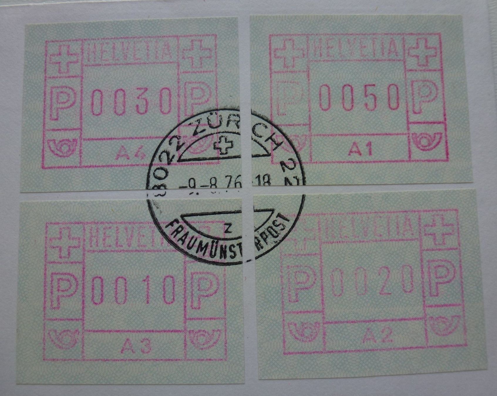 Alle Briefmarken: ATM 1976 ++ FDC Serie ATM A1-A4 - 9.8.1976 – Gebraucht aus Walkringen von Casablanca777 1