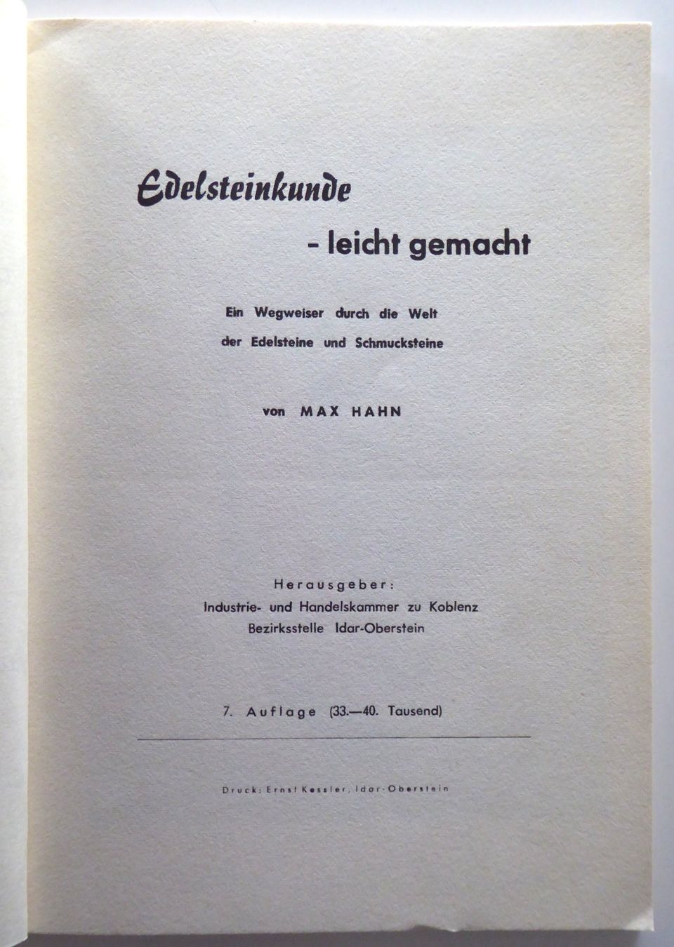 Libri: Edelsteinkunde mit einigen Abbild.: 14x21 cm und 41 Seiten – Usato da Aesch BL venduto da Kauri1 2