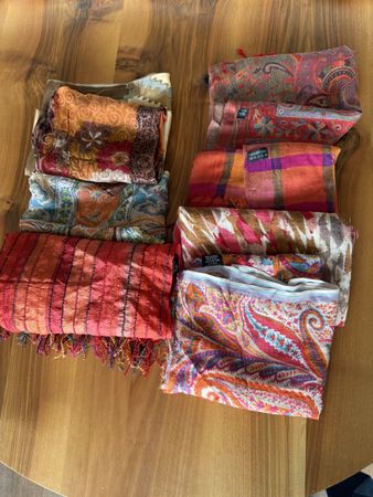 Schal-Set 10 Stück, Paisley, Seide,