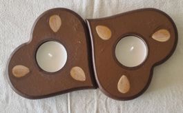Porte-bougies en forme de cœur originaux, en bois