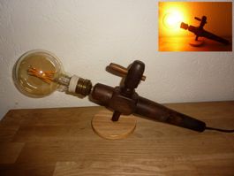 Antike Holz Zapfhahn Lampe gebaut aus Original Antikteile
